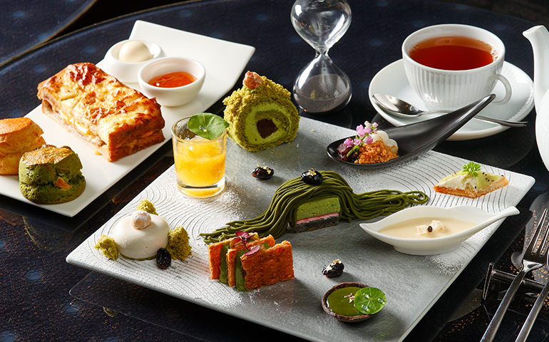 ロッシニテラス　笠間の新栗と宇治抹茶のアフタヌーンティーセット　26.9-26.11